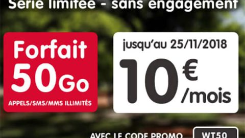 Promotion NRJ Mobile 50 G0 10 euros novembre 2018