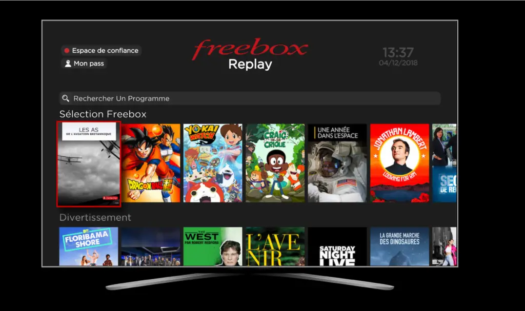 Interface TV Freebox Delta