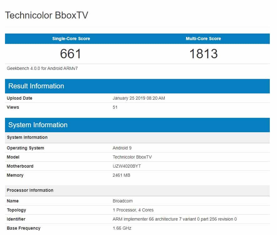 Benchmark bbox tv technicolor