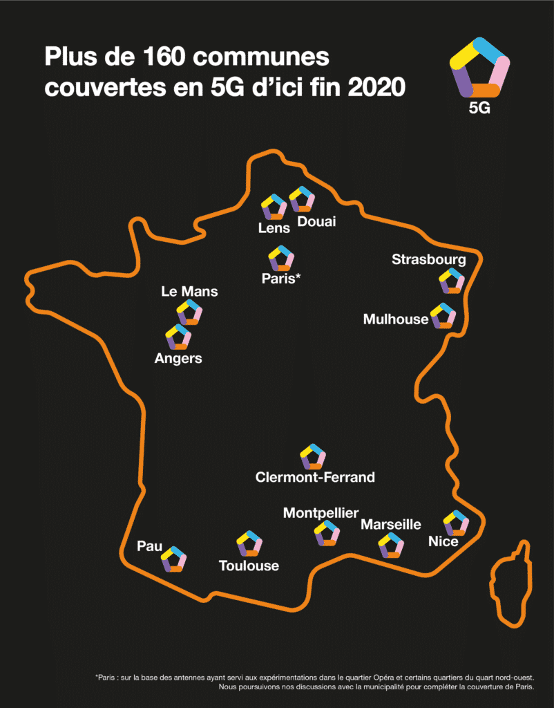 Carte de la 5G Orange au lancement