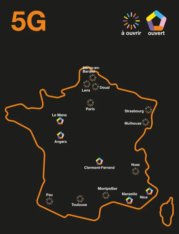 Carte de la couverture 5G par Orange