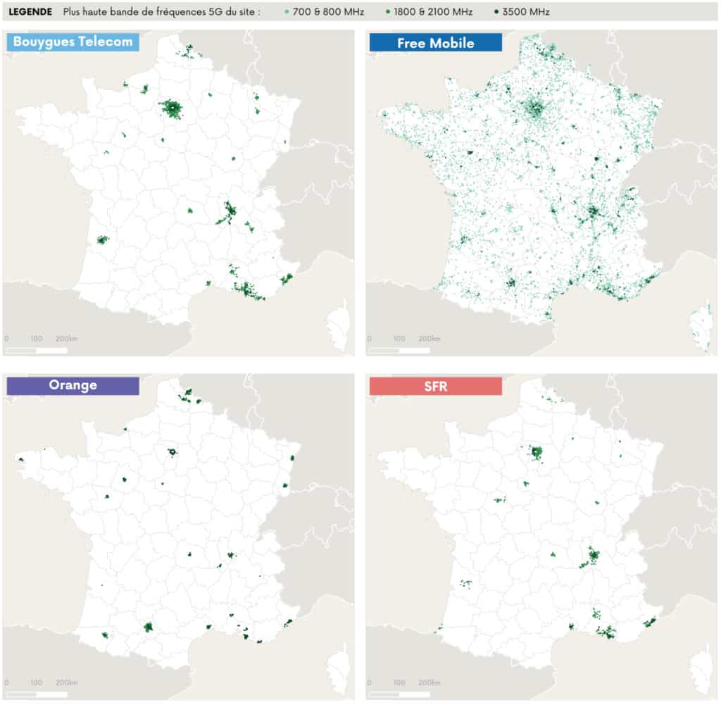 Carte des déploiements janvier 2021 arcep