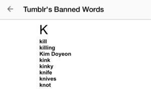 tumblr termes bannis