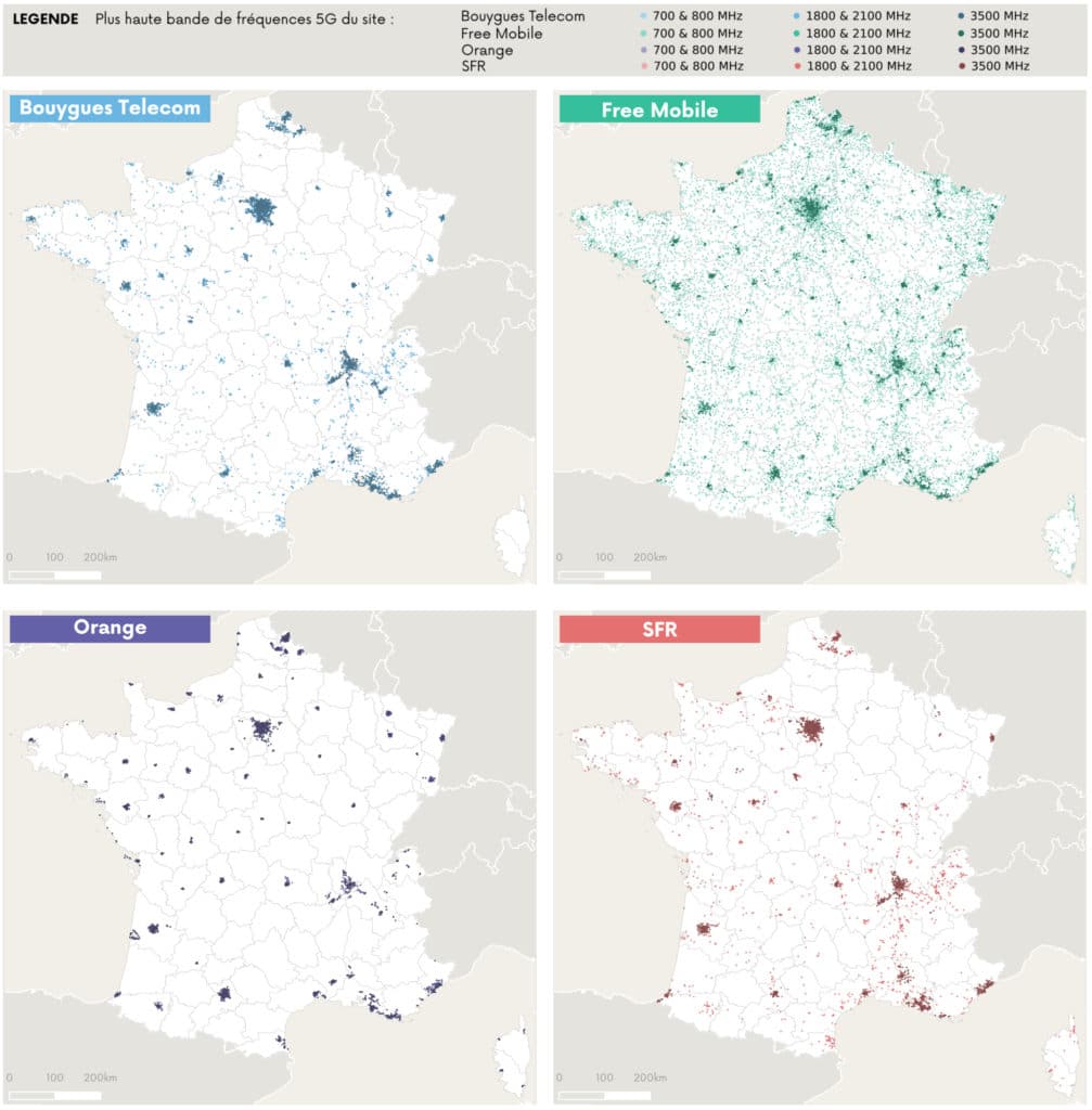 arcep carte répartition antennes 5G sur le territoire métropolitain