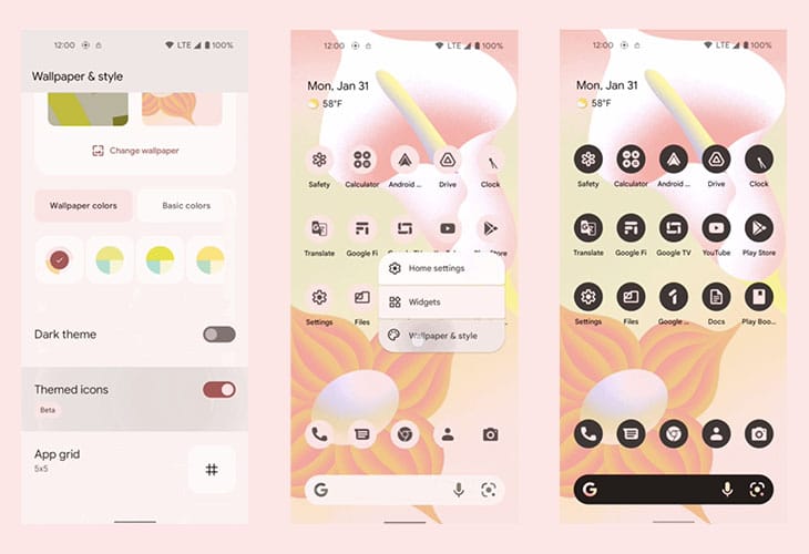 android 13 icônes thème