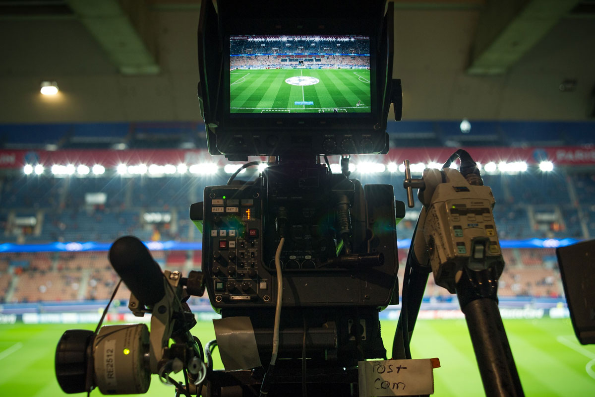 Captation d'un match de football dans un stade