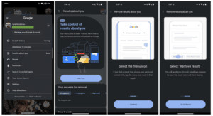 google outil suppression informations personnelles