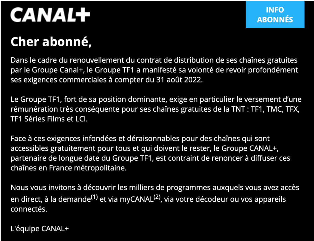 Mail clients CANAL+