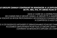 Message d'information CANAL+ sur l'arrêt de la diffusion des chaînes TF1