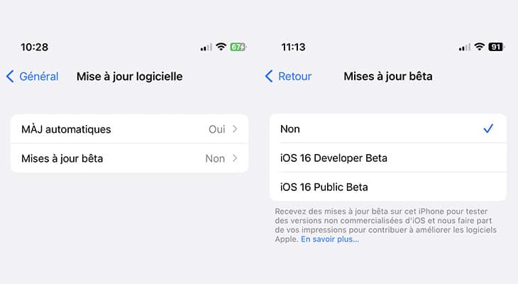iOS 16.4 installation bêta