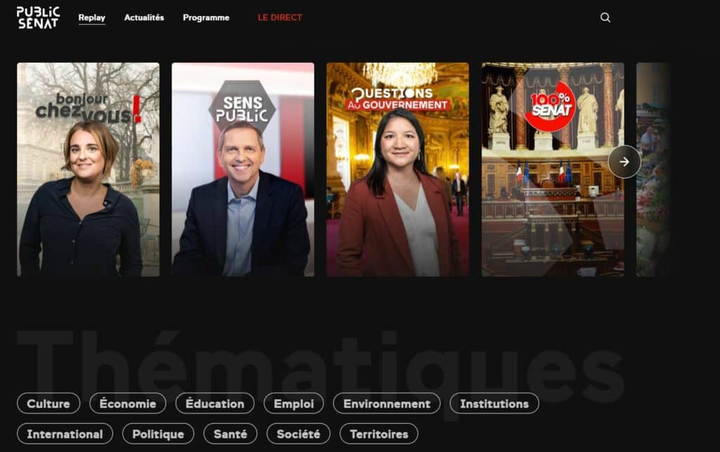 L'offre de replay de Public Sénat