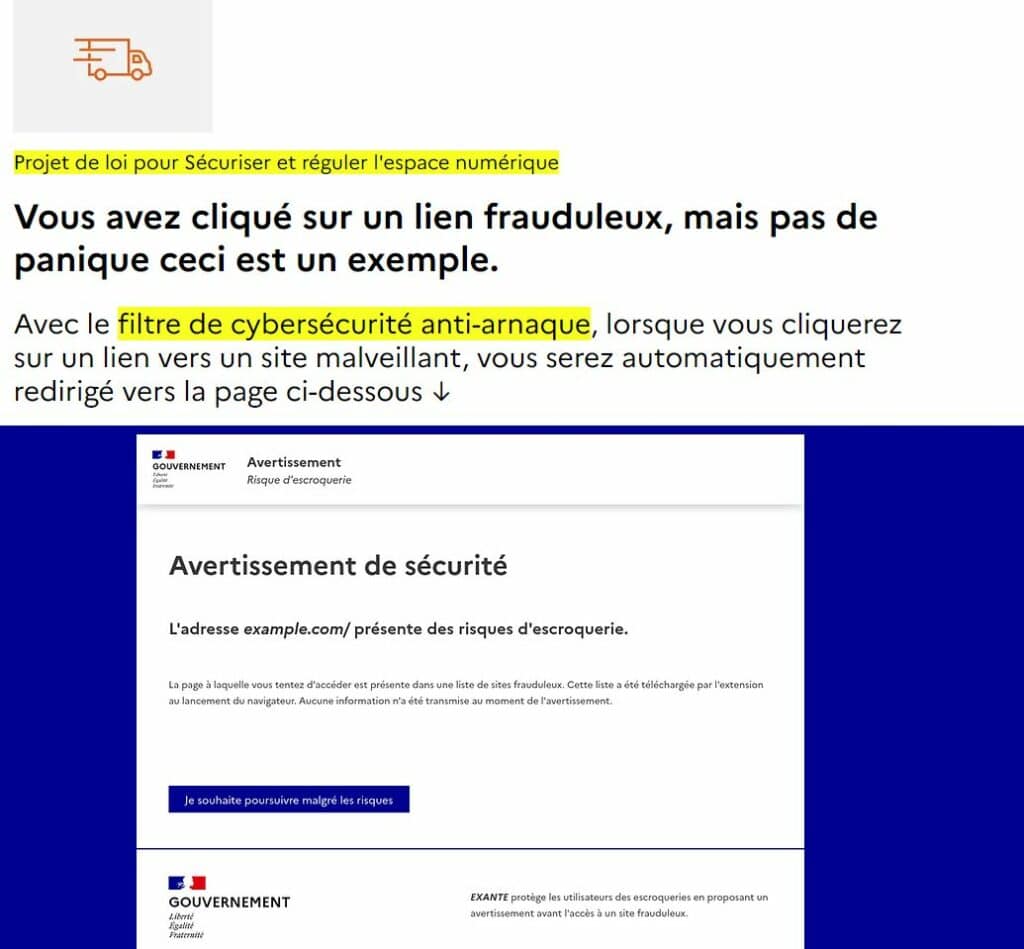 projet de loi sécurité numérique page de présentation