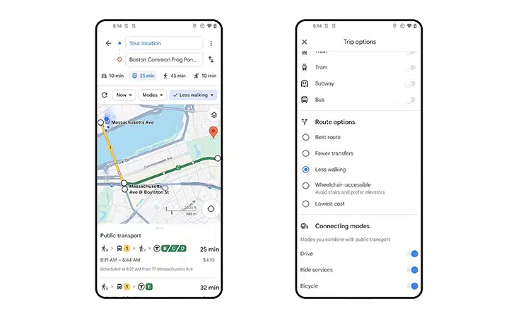 google maps transports en commun