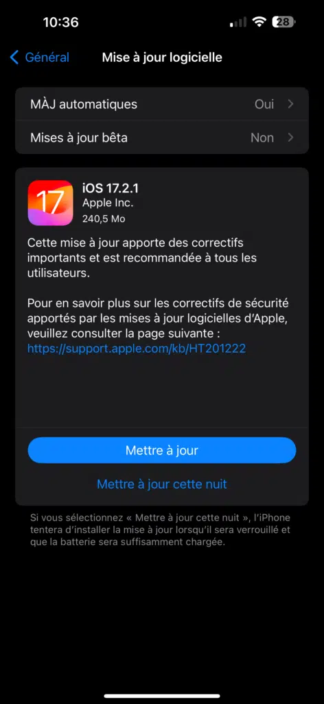iOS 17.2.1 iphone