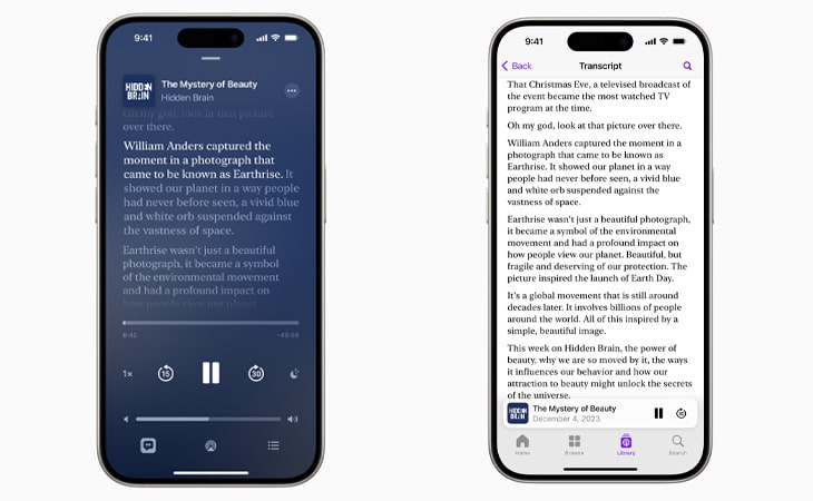 iOS 17.4 transcription Apple Podcasts