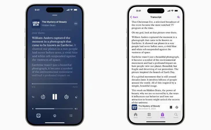 iOS 17.4 transcription Apple Podcasts