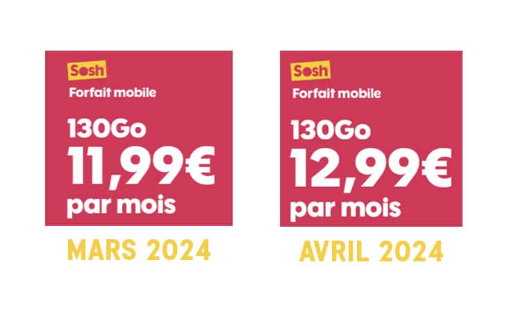 sosh hausse prix 130 go