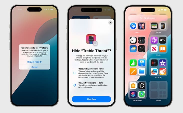 ios 18 face id masquer apps