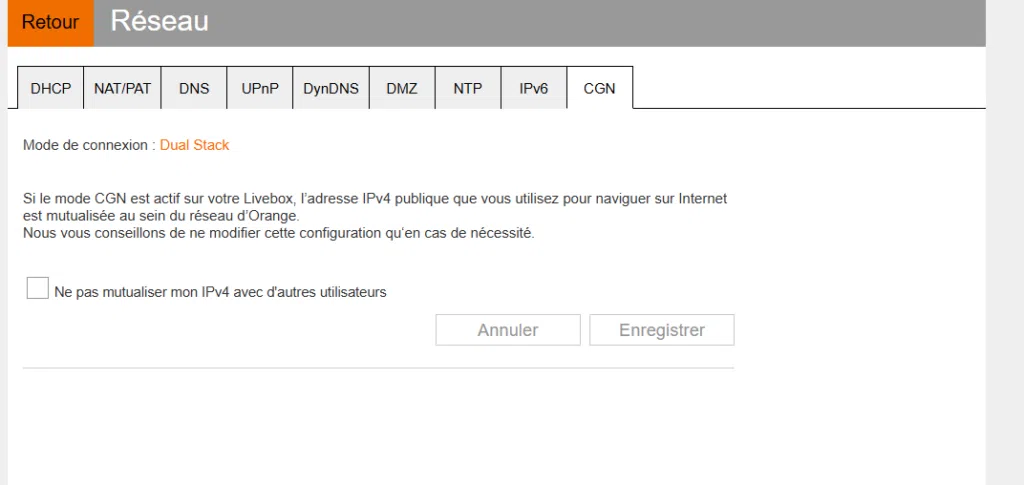 CGNAT dans la Livebox