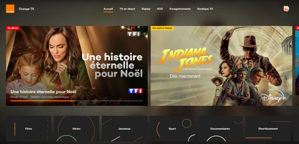 La nouvelle interface du site web tv.orange.fr