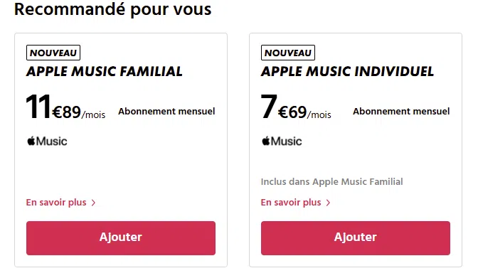 Les options Apple Music chez CANAL+