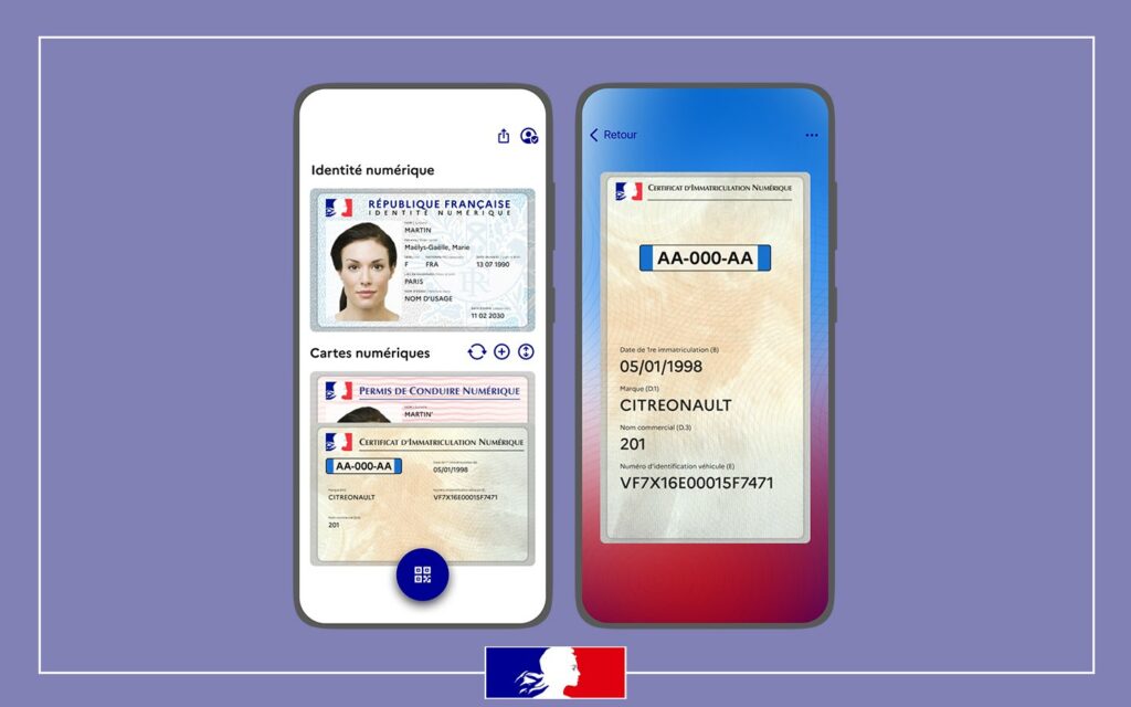 La carte grise dans l'application France Identité