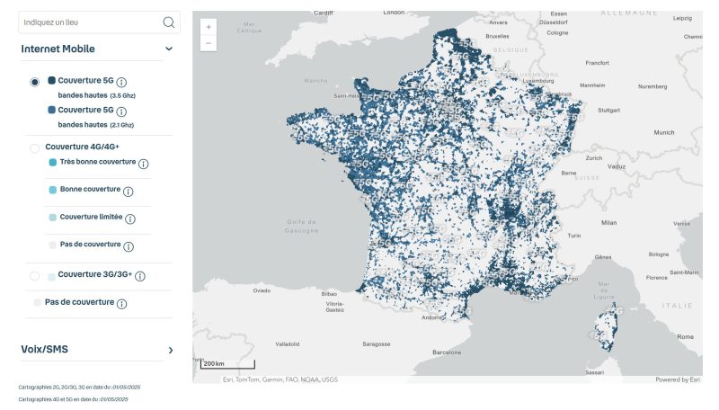 Couverture 5G de Bouygues Telecom