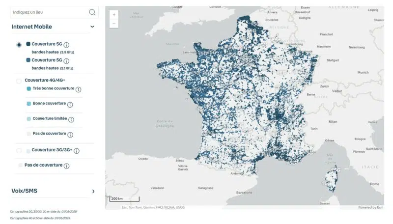 Couverture 5G de Bouygues Telecom