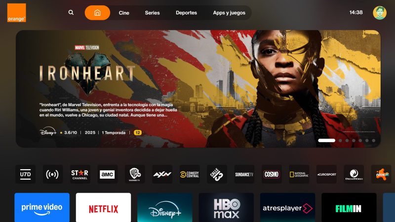 Nouvelle interface Orange TV Espagne