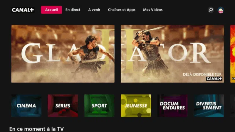 L'accueil CANAL+ sur la Box 8