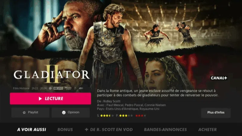 La fiche info des contenus de CANAL+