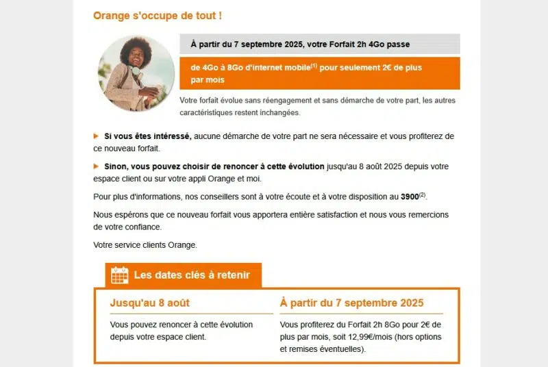 Le forfait 2h 4 Go qui passe à 8 Go