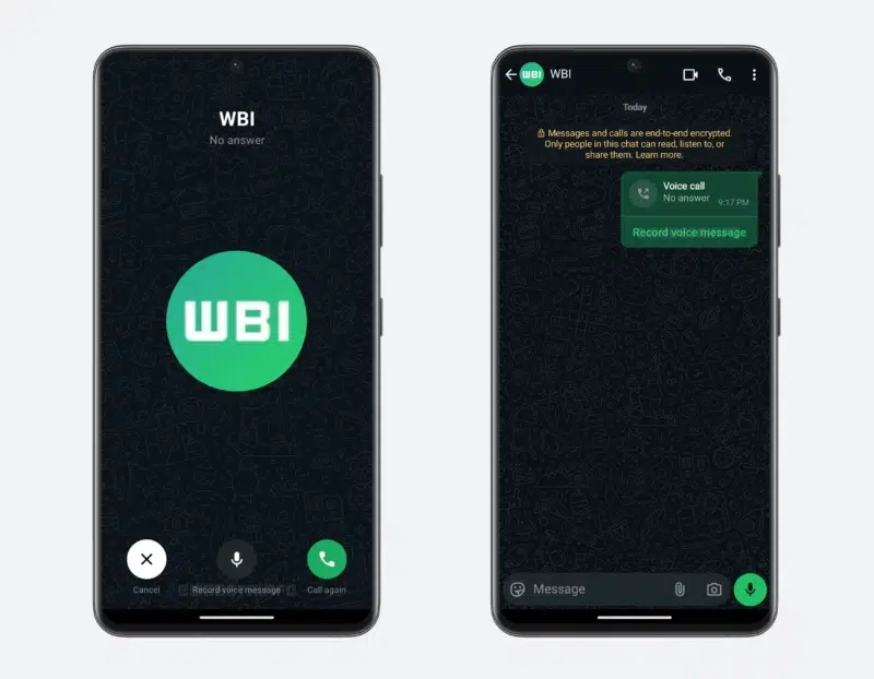 Le bouton de message vocal sur WhatsApp