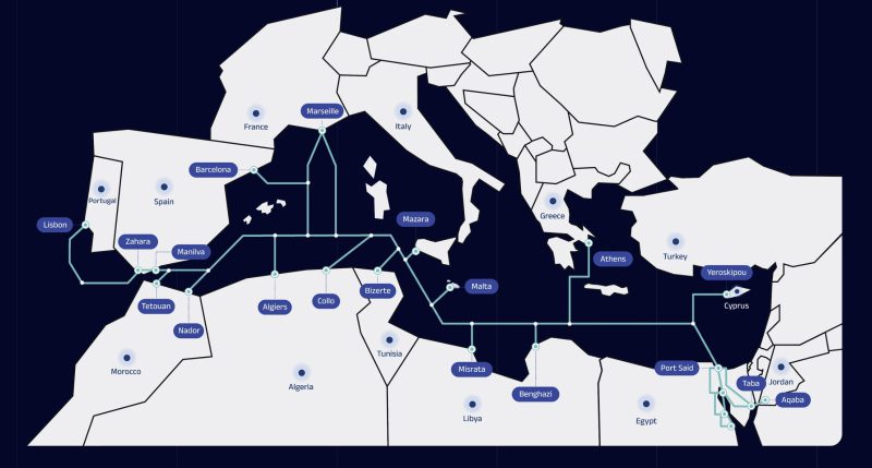 Le cable Medusa reliant l'Atlantique à la Mer Rouge