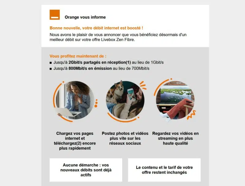Orange annonce un boost de débit pour les abonnés Livebox Zen Fibre