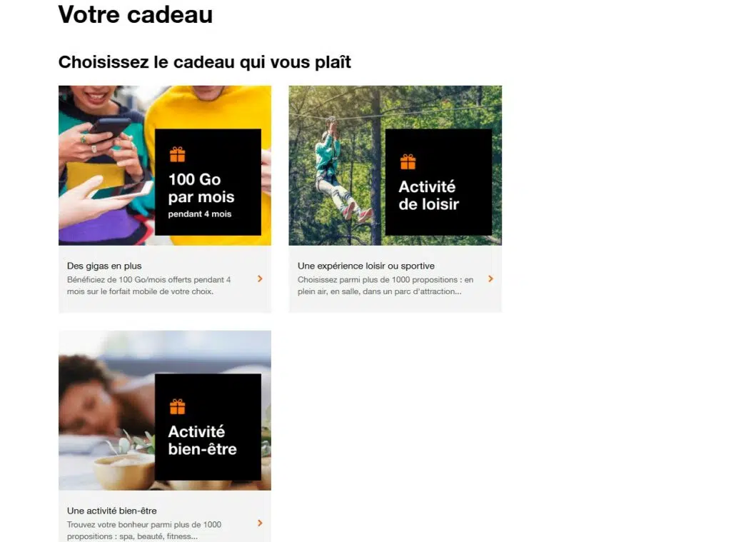 Les cadeaux Orange Fidélité