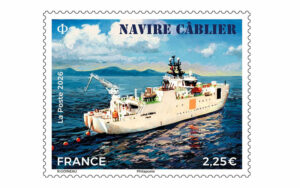 Le timbre sur le navire câblier représentant le Sophie Germain