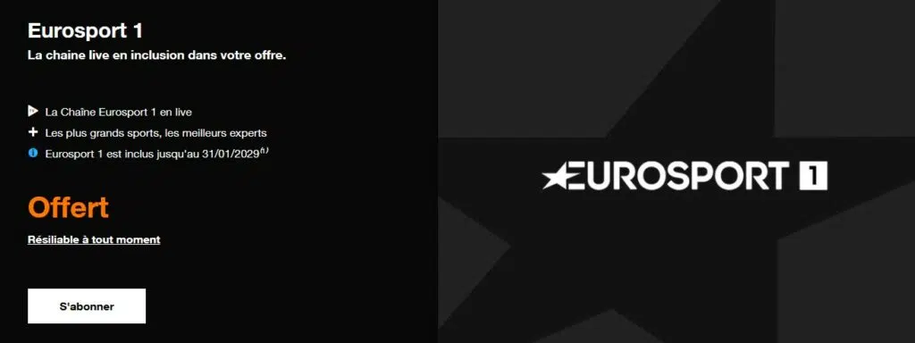 Eurosport 1 offert avec Orange