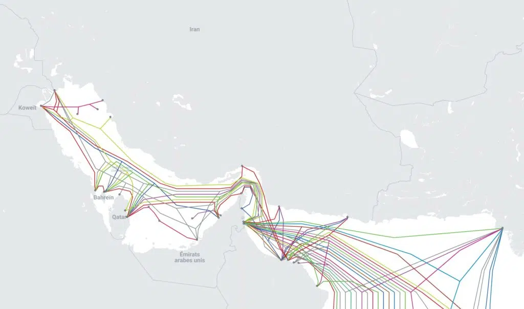 Les câbles qui passent vers l'Iran