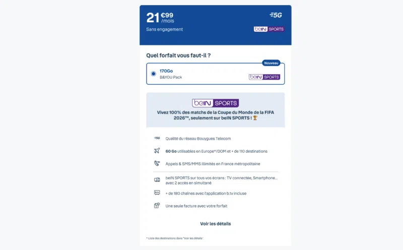 Forfait B&You Pack beIN Sports