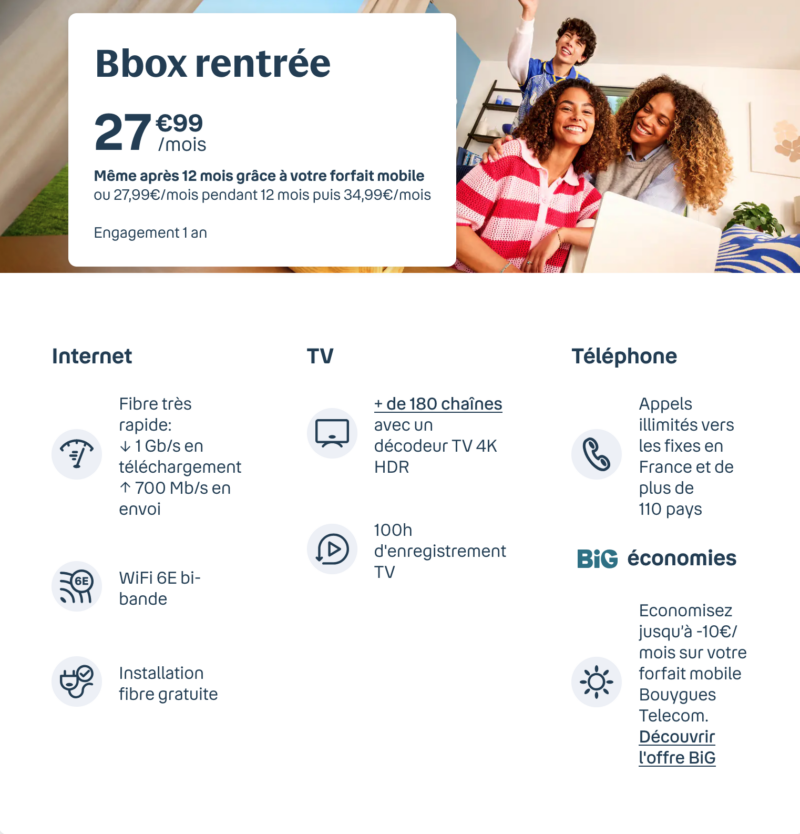 Détails de l'offre Bbox Rentrée