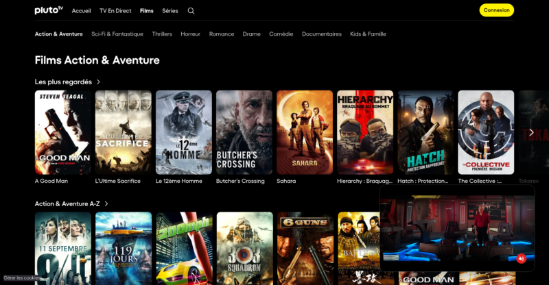 Films proposés par Pluto TV